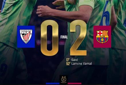 西超杯決賽戰(zhàn)罷 巴薩2-0勝畢巴鎖定冠軍加維傳射亞馬爾破門(mén)